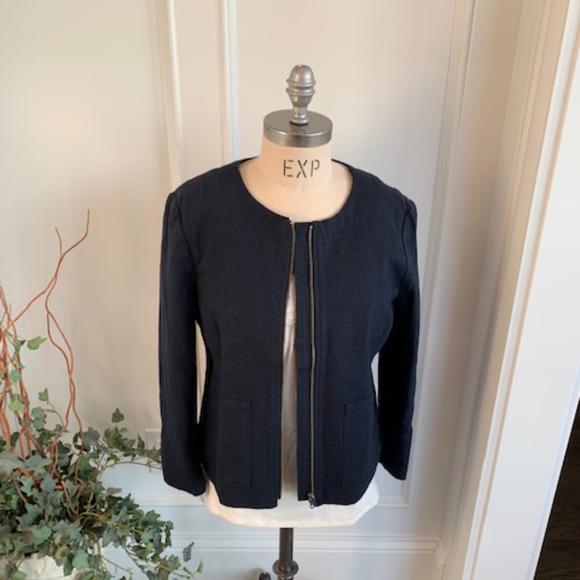 Loft NWT Women's Linen Collarless Jacket - Picture 3 of 6